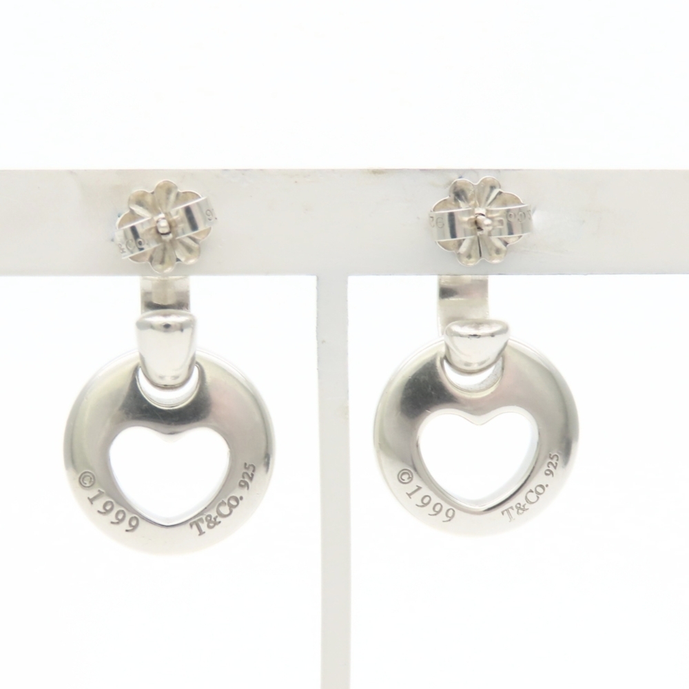 Tiffany & Co. Pierced Heart Sterling Silver 925 Open Swing Earrings for Women - Picture 5 of 10